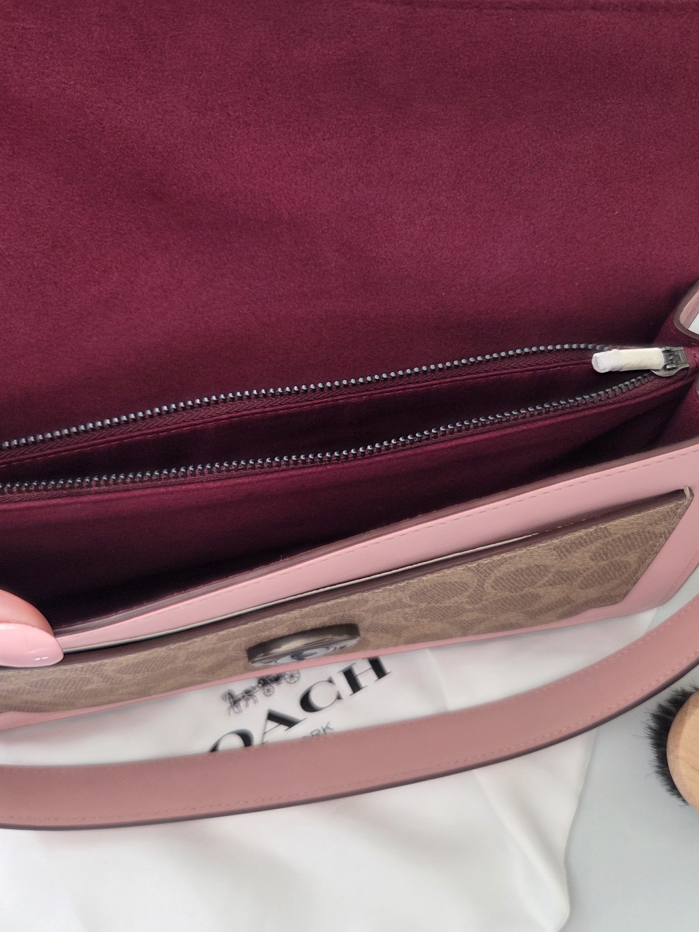Coach Tabby 26 Leather & Signature Coated Canvas Shoulder Bag Pink/Tan - Picture 9 of 11